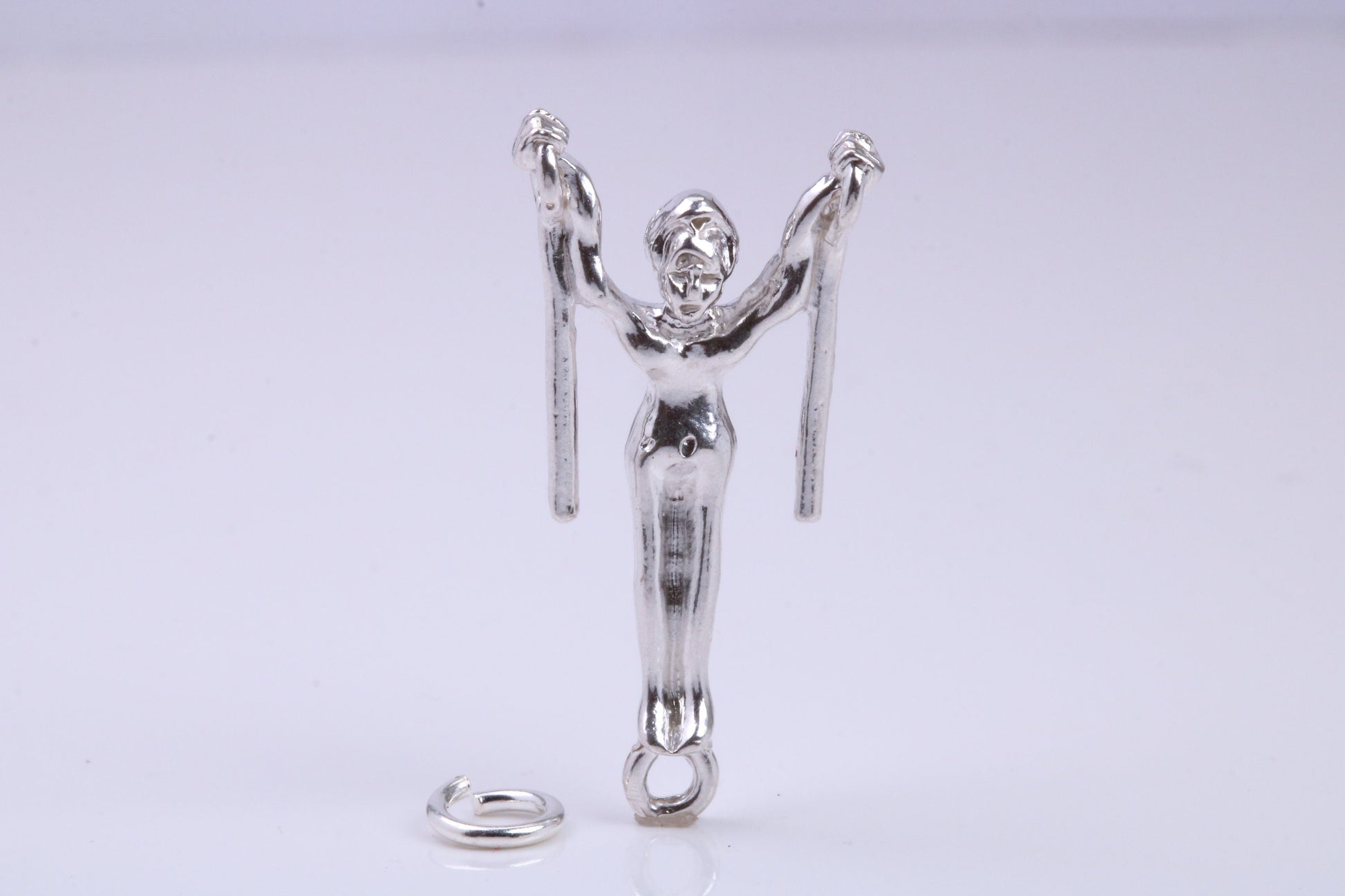 Gymnast Charm, Traditional Charm, Made from Solid 925 Grade Sterling Silver, Complete with Attachment Link