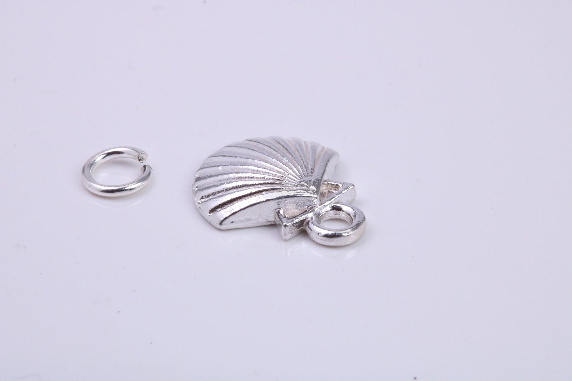 Sea Shell Charm, Traditional Charm, Made from Solid 925 Grade Sterling Silver, Complete with Attachment Link