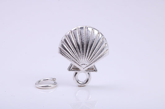 Sea Shell Charm, Traditional Charm, Made from Solid 925 Grade Sterling Silver, Complete with Attachment Link