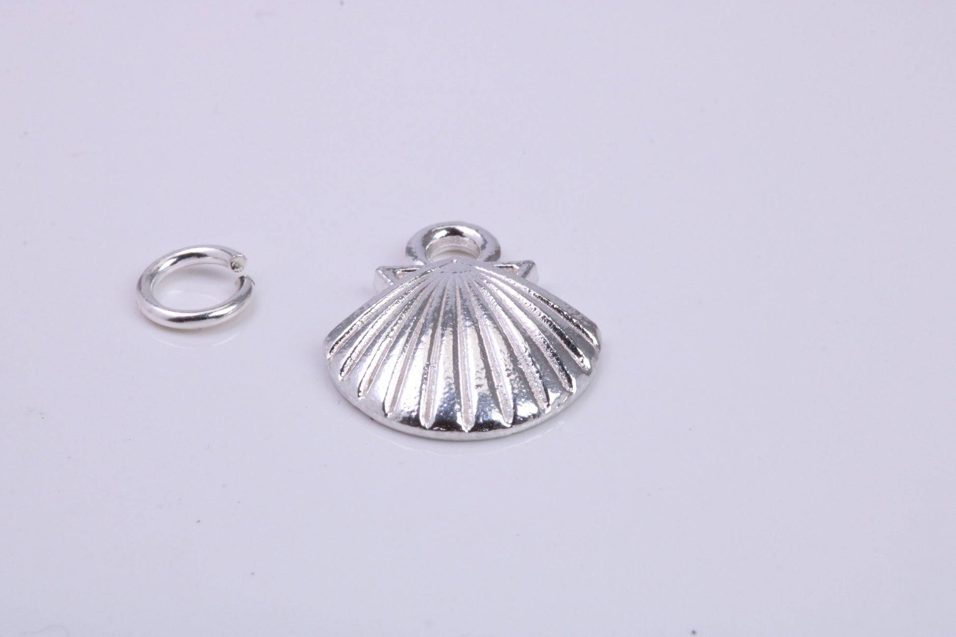Sea Shell Charm, Traditional Charm, Made from Solid 925 Grade Sterling Silver, Complete with Attachment Link