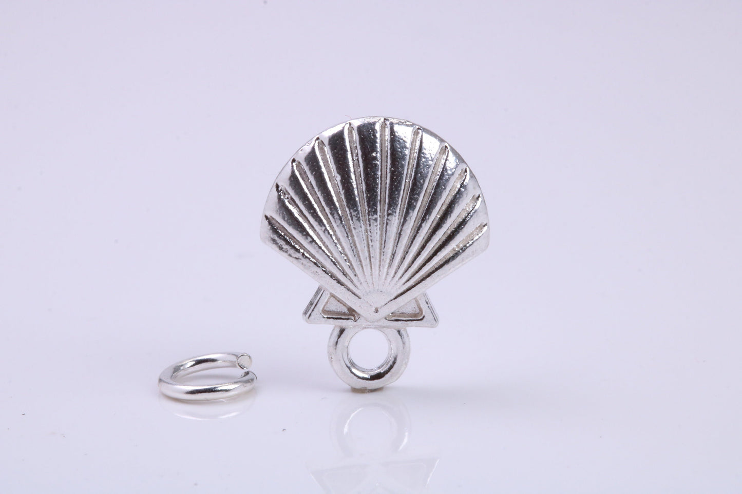 Sea Shell Charm, Traditional Charm, Made from Solid 925 Grade Sterling Silver, Complete with Attachment Link