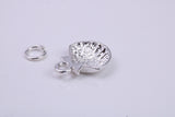 Sea Shell Charm, Traditional Charm, Made from Solid 925 Grade Sterling Silver, Complete with Attachment Link