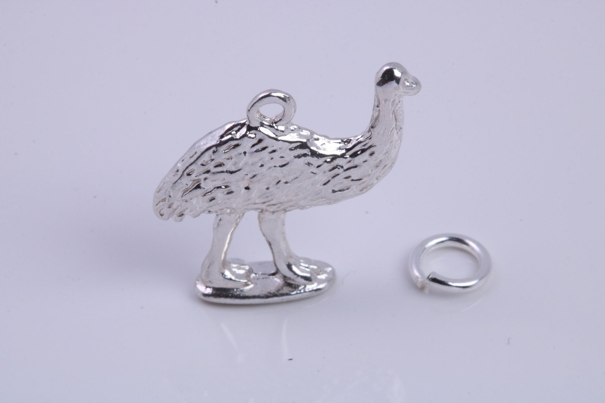 Emu Charm, Traditional Charm, Made from Solid 925 Grade Sterling Silver, Complete with Attachment Link