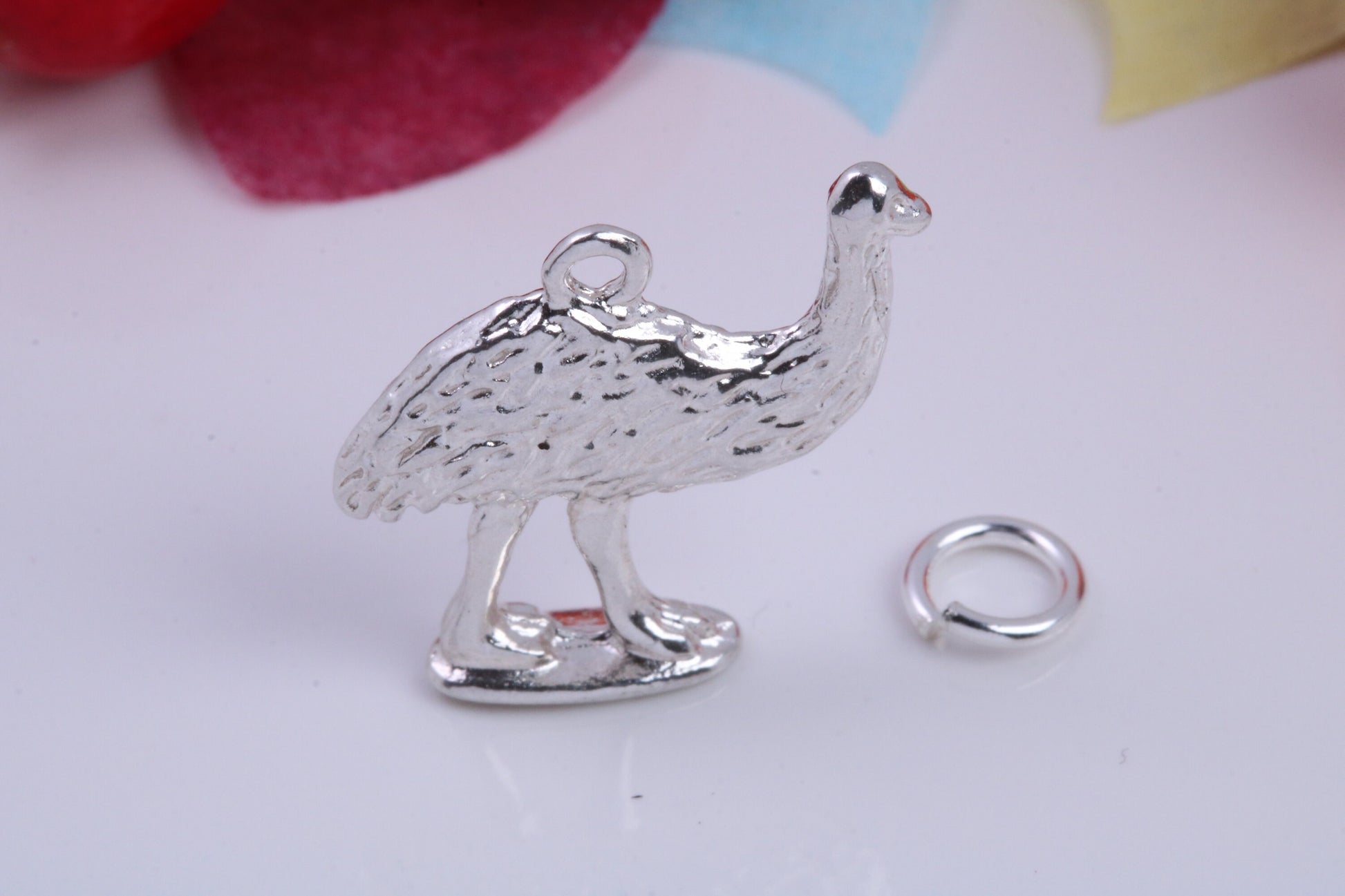 Emu Charm, Traditional Charm, Made from Solid 925 Grade Sterling Silver, Complete with Attachment Link