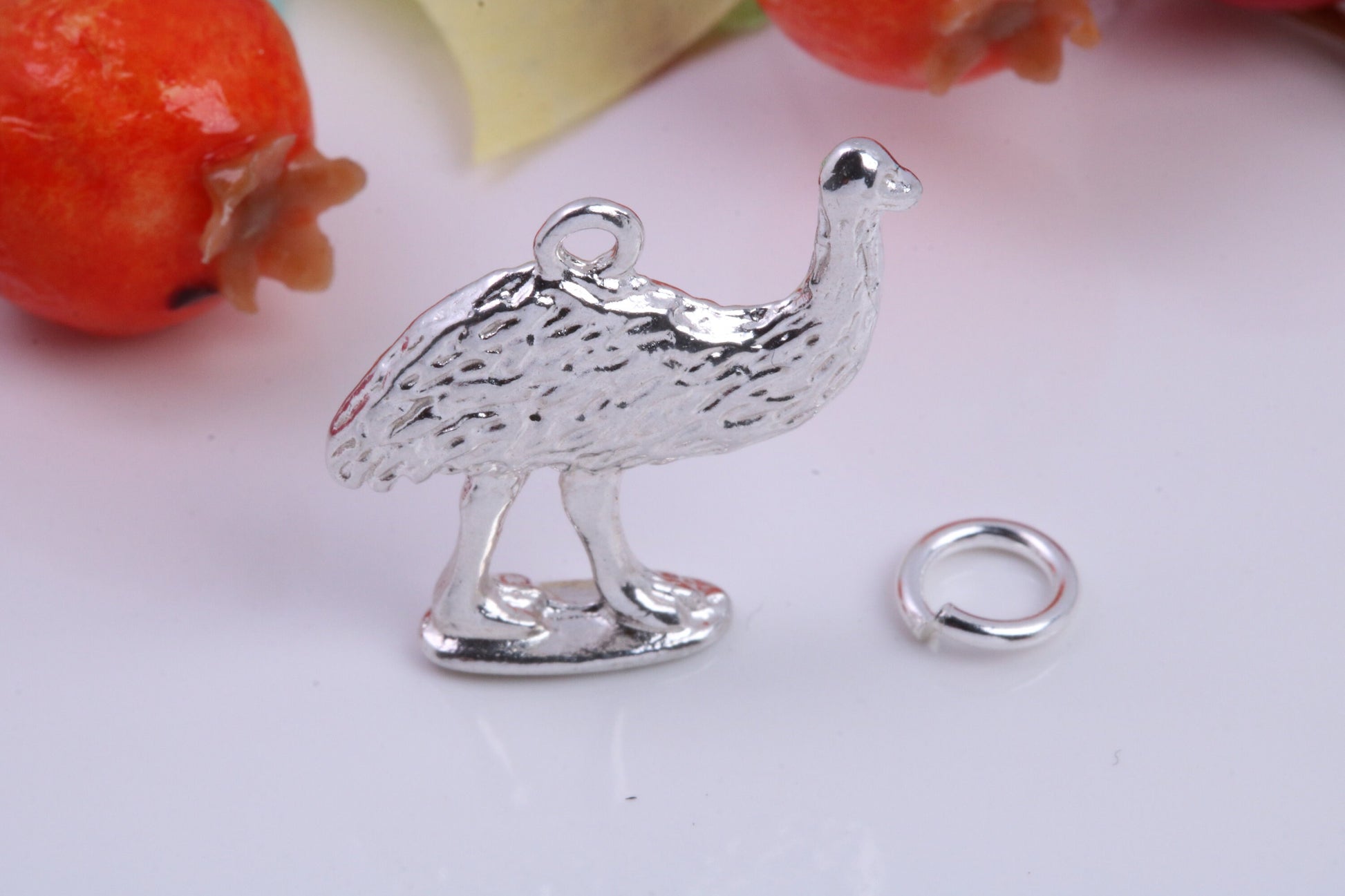 Emu Charm, Traditional Charm, Made from Solid 925 Grade Sterling Silver, Complete with Attachment Link