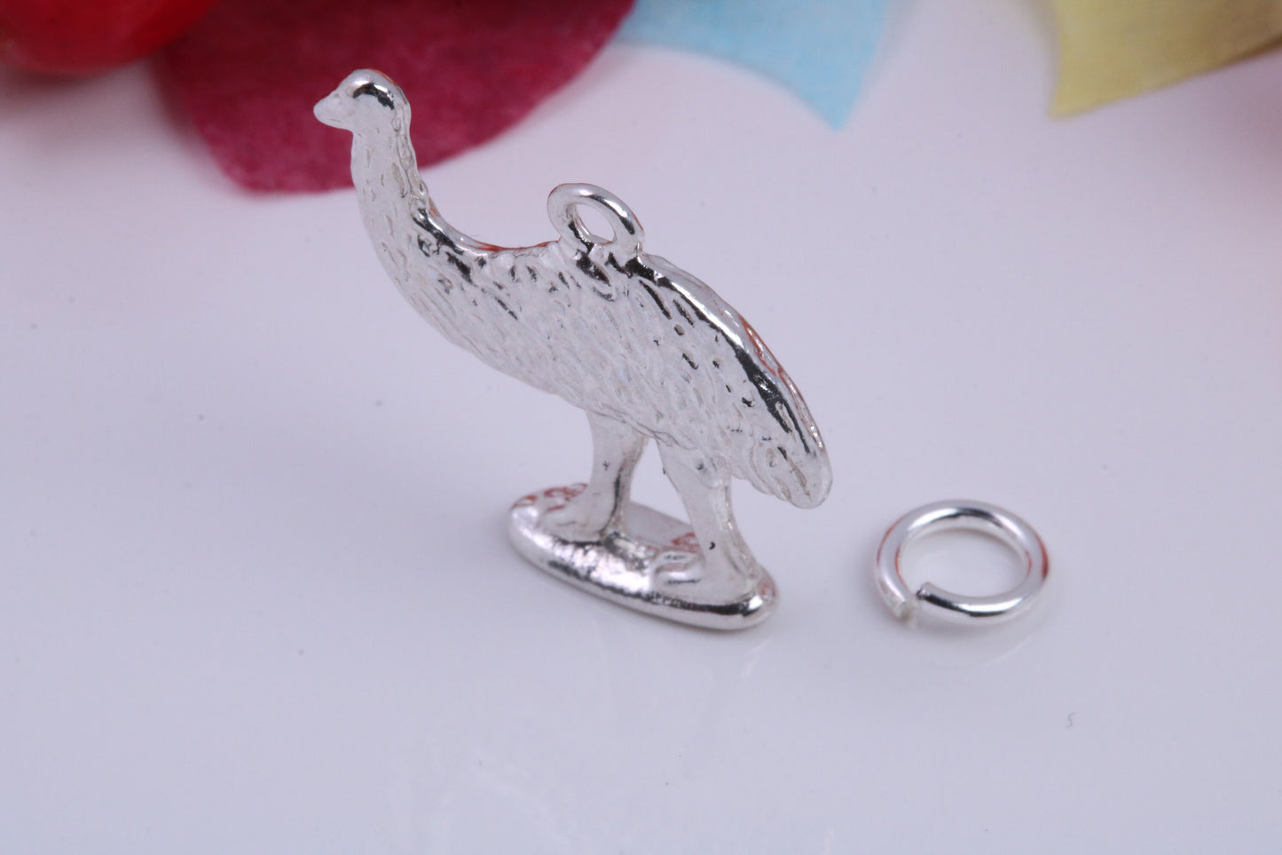 Emu Charm, Traditional Charm, Made from Solid 925 Grade Sterling Silver, Complete with Attachment Link