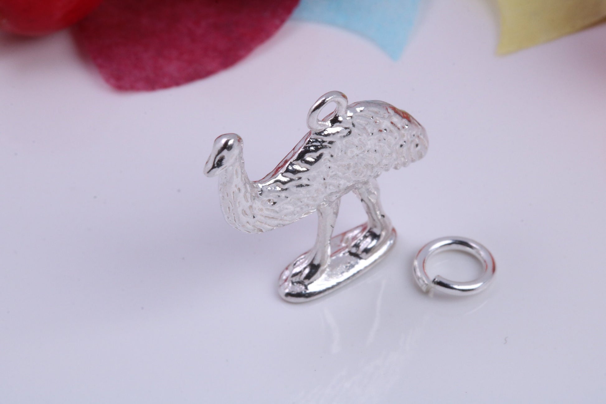 Emu Charm, Traditional Charm, Made from Solid 925 Grade Sterling Silver, Complete with Attachment Link