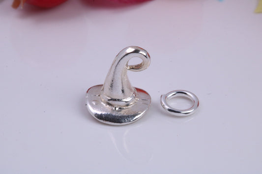Wizards Hat Charm, Traditional Charm, Made from Solid 925 Grade Sterling Silver, Complete with Attachment Link