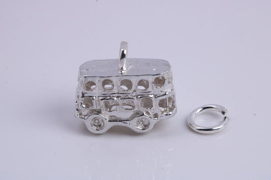 London Bus Charm, Traditional Charm, Made from Solid 925 Grade Sterling Silver, Complete with Attachment Link