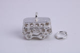 London Bus Charm, Traditional Charm, Made from Solid 925 Grade Sterling Silver, Complete with Attachment Link