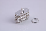 London Bus Charm, Traditional Charm, Made from Solid 925 Grade Sterling Silver, Complete with Attachment Link
