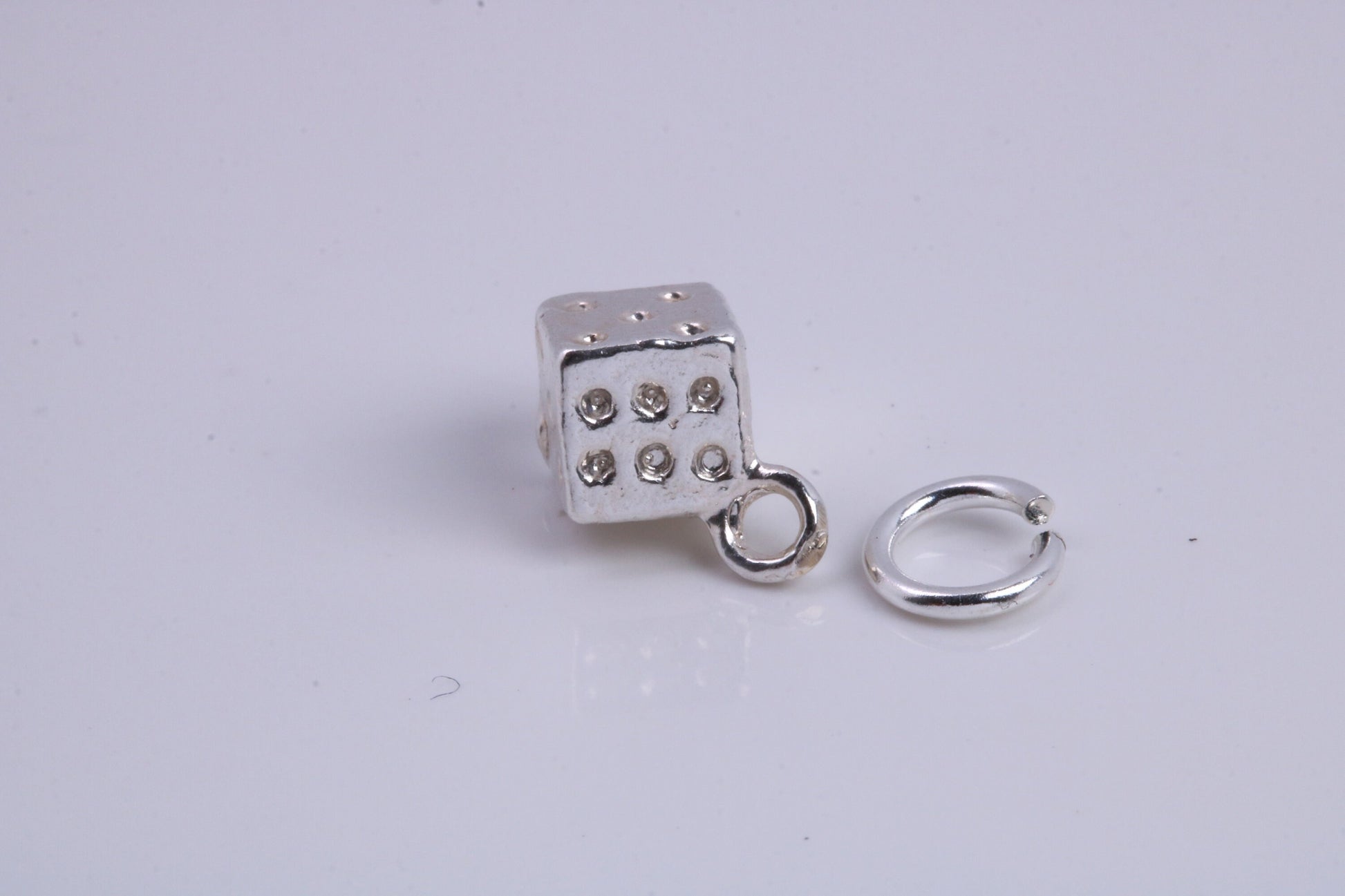 Dice Charm, Traditional Charm, Made from Solid 925 Grade Sterling Silver, Complete with Attachment Link