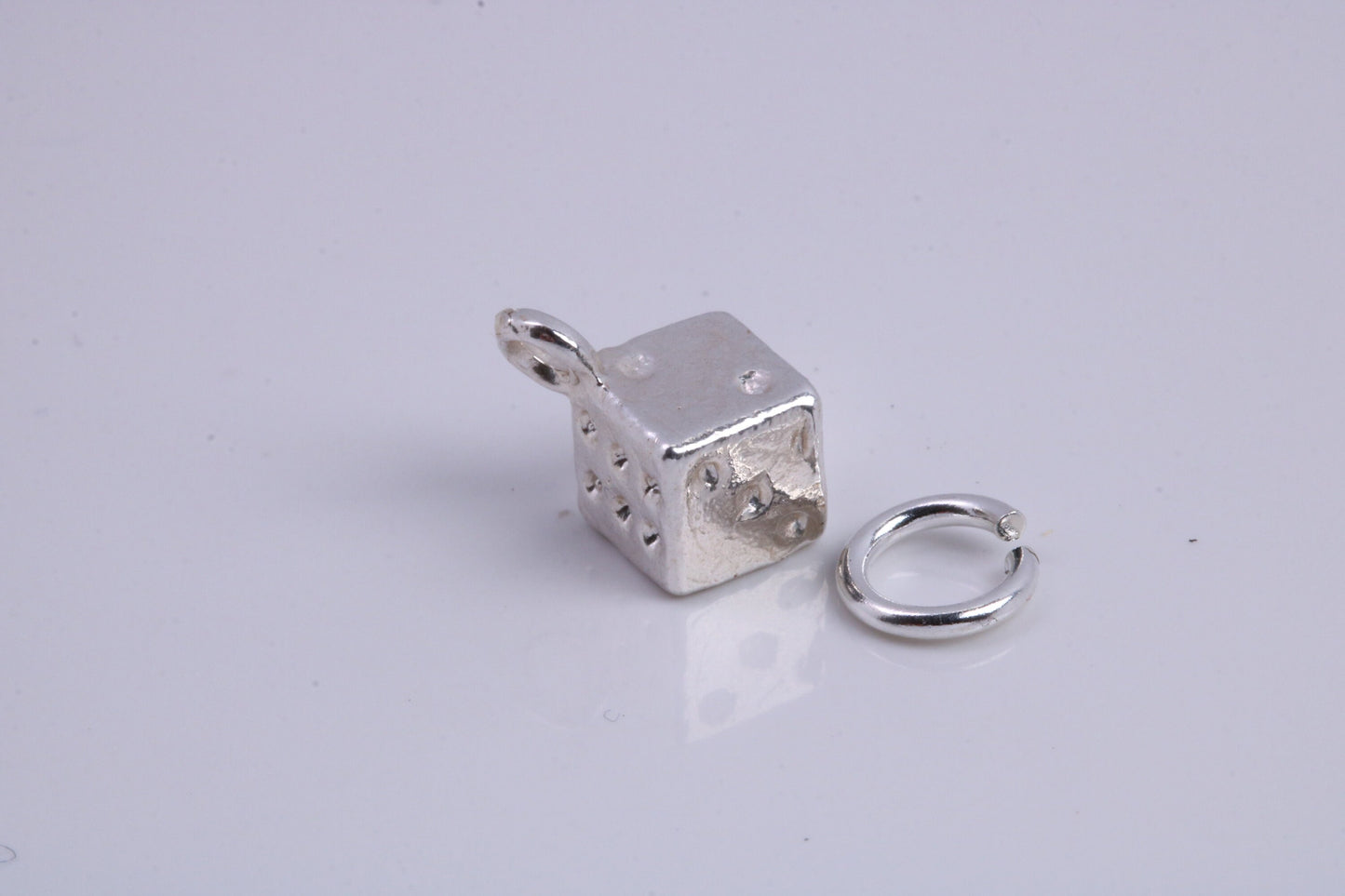 Dice Charm, Traditional Charm, Made from Solid 925 Grade Sterling Silver, Complete with Attachment Link