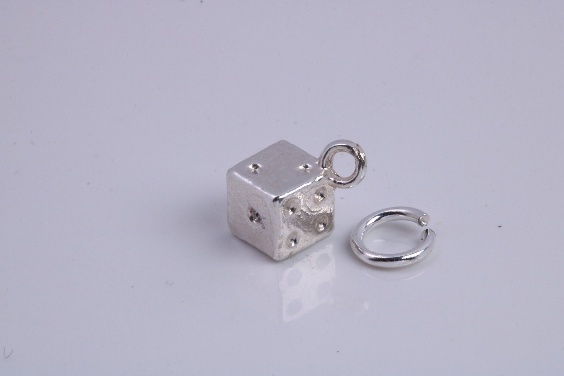 Dice Charm, Traditional Charm, Made from Solid 925 Grade Sterling Silver, Complete with Attachment Link