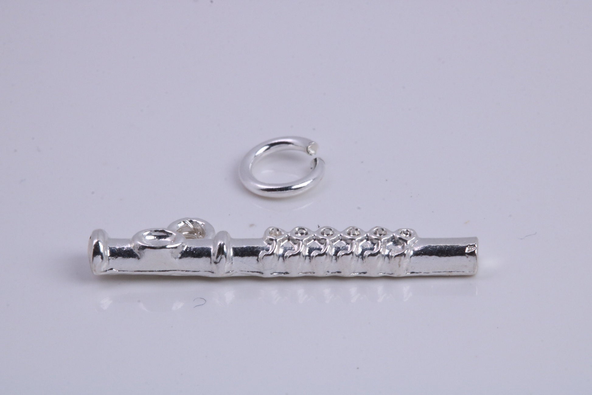 Flute Charm, Traditional Charm, Made from Solid 925 Grade Sterling Silver, Complete with Attachment Link