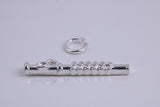 Flute Charm, Traditional Charm, Made from Solid 925 Grade Sterling Silver, Complete with Attachment Link