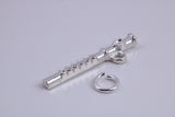 Flute Charm, Traditional Charm, Made from Solid 925 Grade Sterling Silver, Complete with Attachment Link