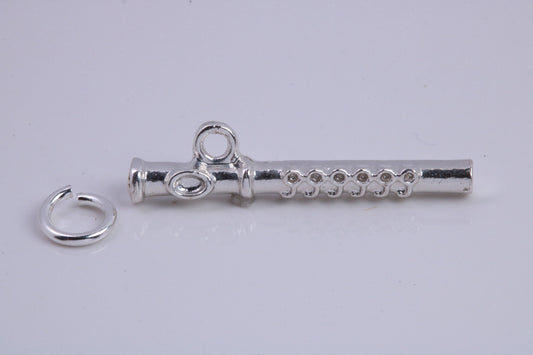 Flute Charm, Traditional Charm, Made from Solid 925 Grade Sterling Silver, Complete with Attachment Link