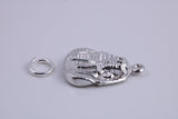 King Tutankhamun Charm, Traditional Charm, Made from Solid 925 Grade Sterling Silver, Complete with Attachment Link