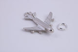 Jumbo Jet 747 Charm, Traditional Charm, Made from Solid 925 Grade Sterling Silver, Complete with Attachment Link