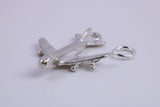 Jumbo Jet 747 Charm, Traditional Charm, Made from Solid 925 Grade Sterling Silver, Complete with Attachment Link