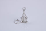 Wine Bottle and Glasses Charm, Traditional Charm, Made from Solid 925 Grade Sterling Silver, Complete with Attachment Link