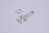 Wine Bottle and Glasses Charm, Traditional Charm, Made from Solid 925 Grade Sterling Silver, Complete with Attachment Link