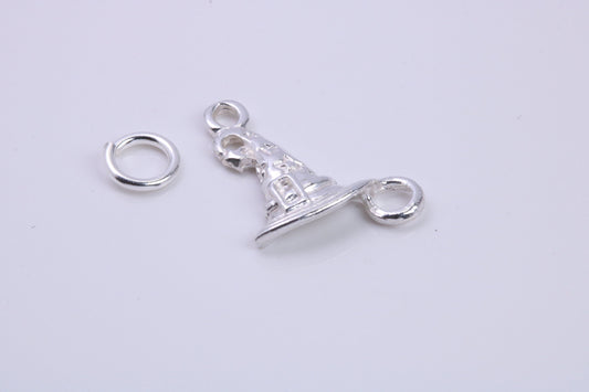 Wizards Hat Charm, Traditional Charm, Made from Solid 925 Grade Sterling Silver, Complete with Attachment Link