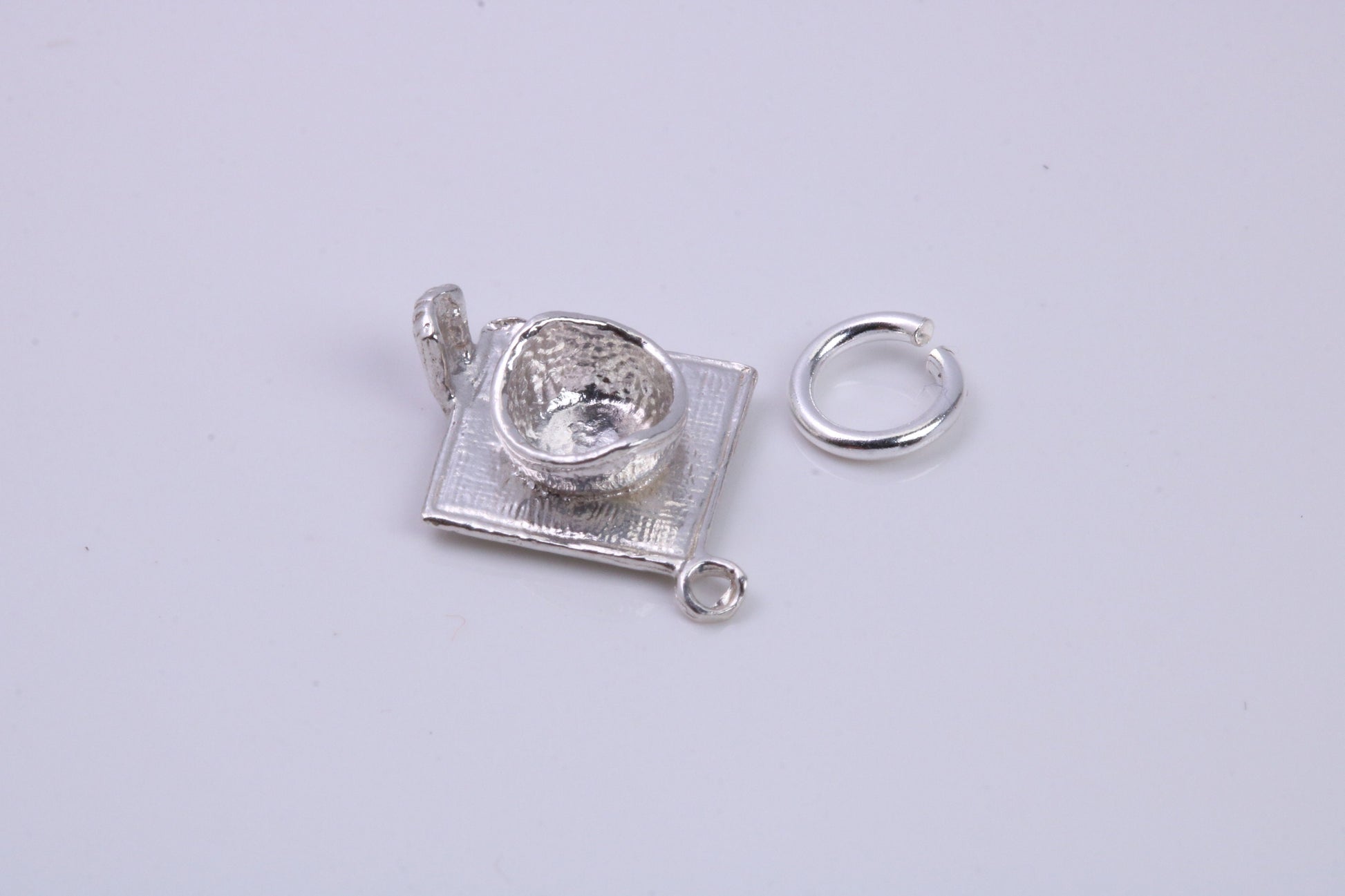Mortar Hat Charm, Graduation Cap Charm, Traditional Charm, Made from Solid 925 Grade Sterling Silver, Complete with Attachment Link