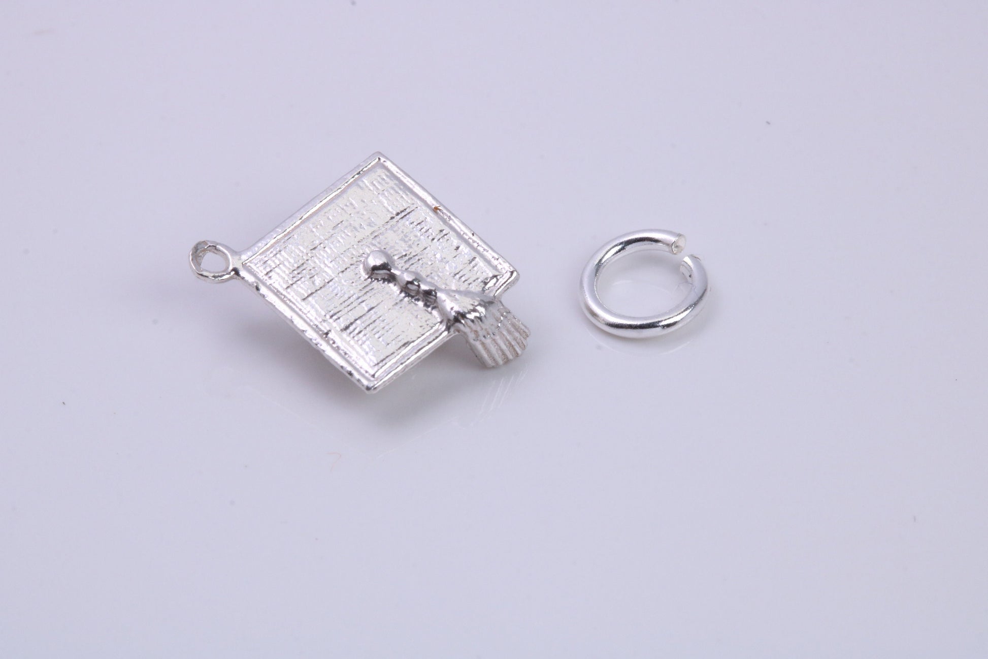 Mortar Hat Charm, Graduation Cap Charm, Traditional Charm, Made from Solid 925 Grade Sterling Silver, Complete with Attachment Link