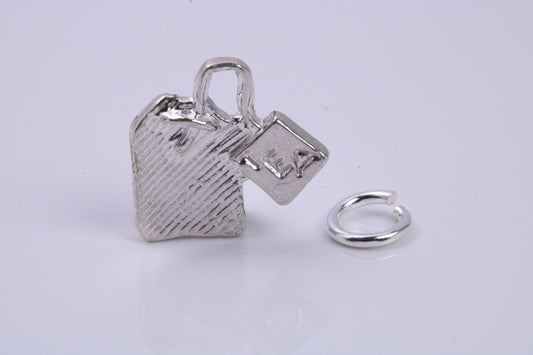 Tea Bag Charm, Traditional Charm, Made from Solid 925 Grade Sterling Silver, Complete with Attachment Link