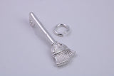 Witches Broom Stick Charm, Traditional Charm, Made from Solid 925 Grade Sterling Silver, Complete with Attachment Link