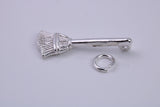 Witches Broom Stick Charm, Traditional Charm, Made from Solid 925 Grade Sterling Silver, Complete with Attachment Link