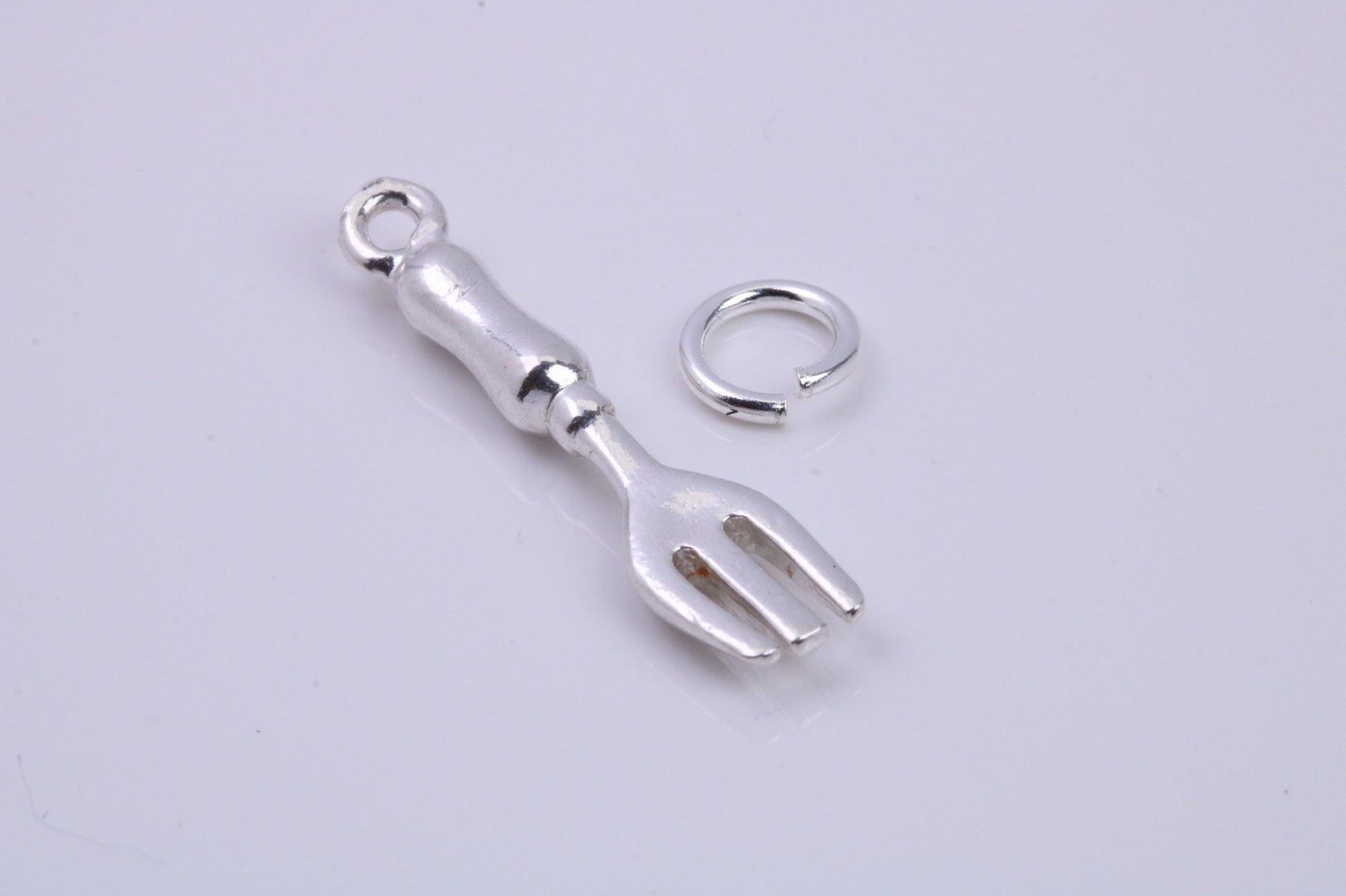 Garden Fork Charm, Traditional Charm, Made from Solid 925 Grade Sterling Silver, Complete with Attachment Link