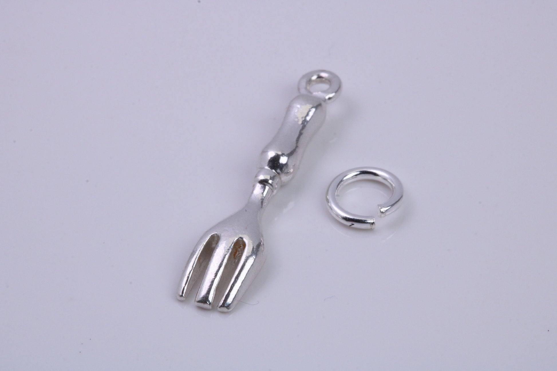 Garden Fork Charm, Traditional Charm, Made from Solid 925 Grade Sterling Silver, Complete with Attachment Link