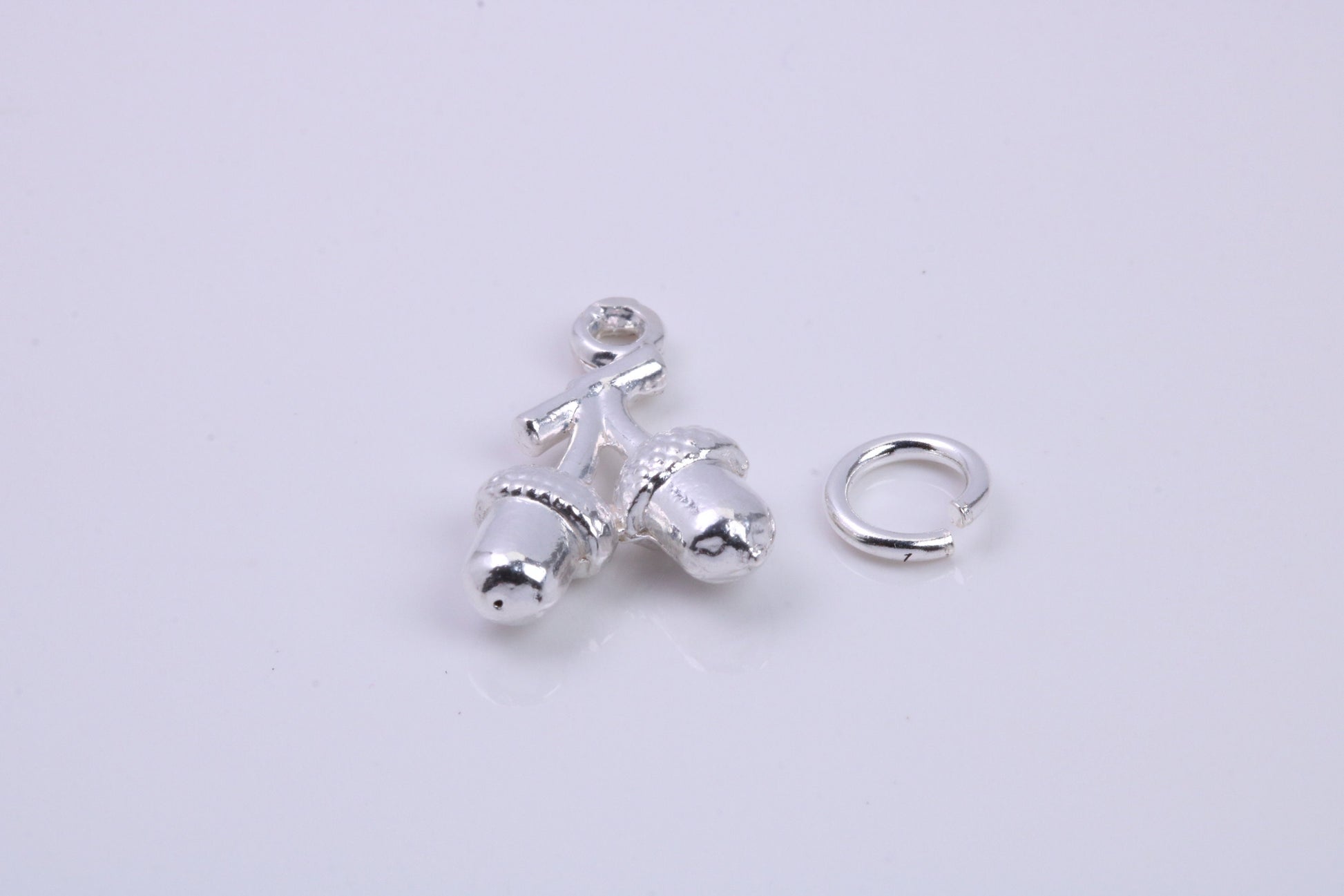 Acorns Charm, Traditional Charm, Made from Solid 925 Grade Sterling Silver, Complete with Attachment Link