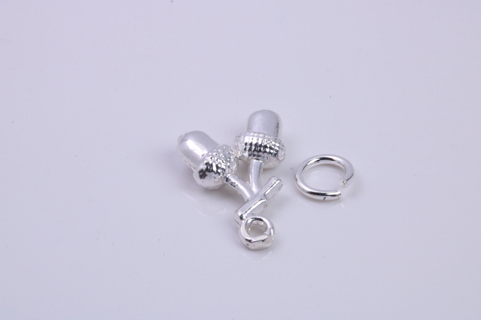 Acorns Charm, Traditional Charm, Made from Solid 925 Grade Sterling Silver, Complete with Attachment Link