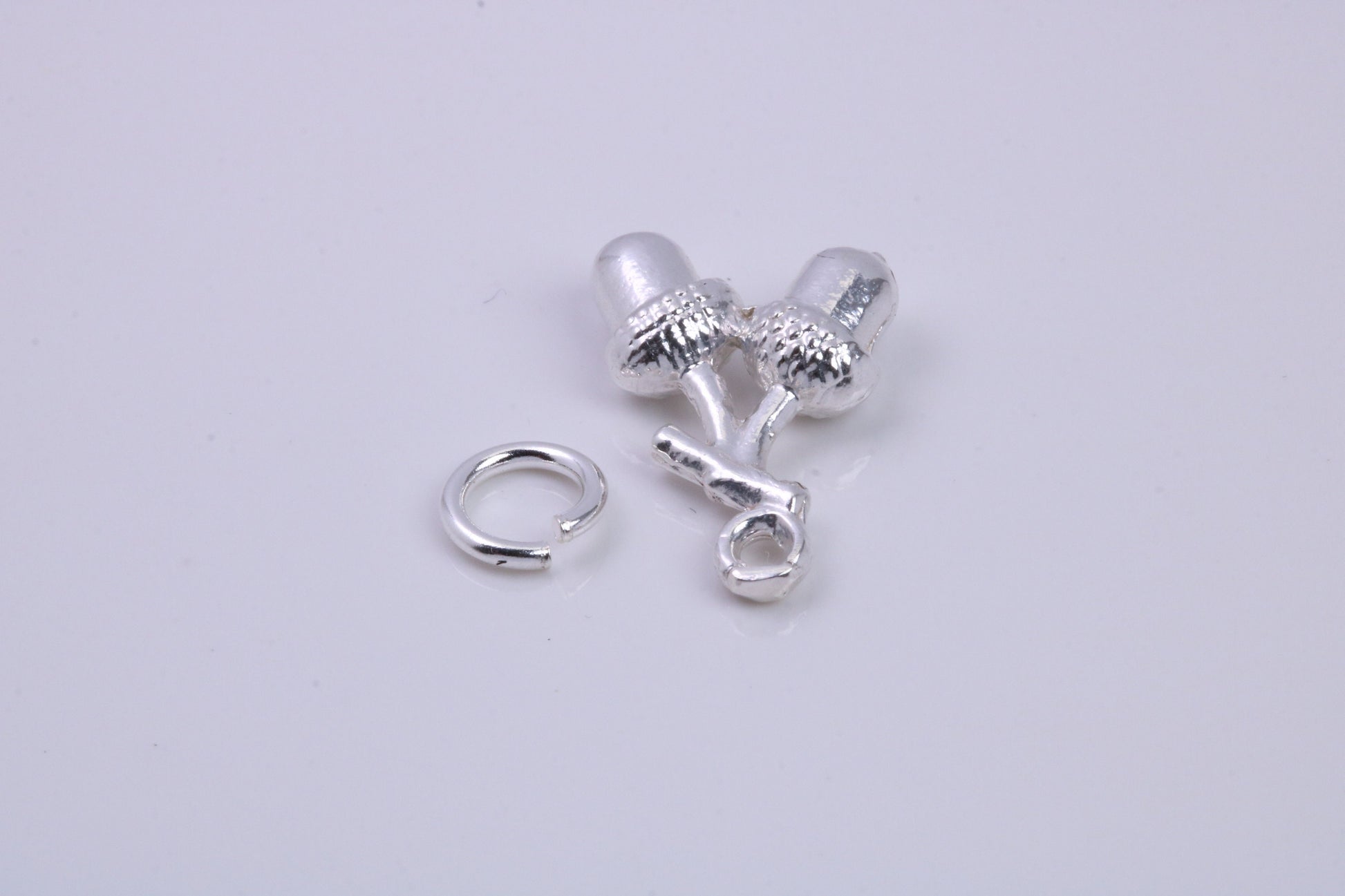 Acorns Charm, Traditional Charm, Made from Solid 925 Grade Sterling Silver, Complete with Attachment Link