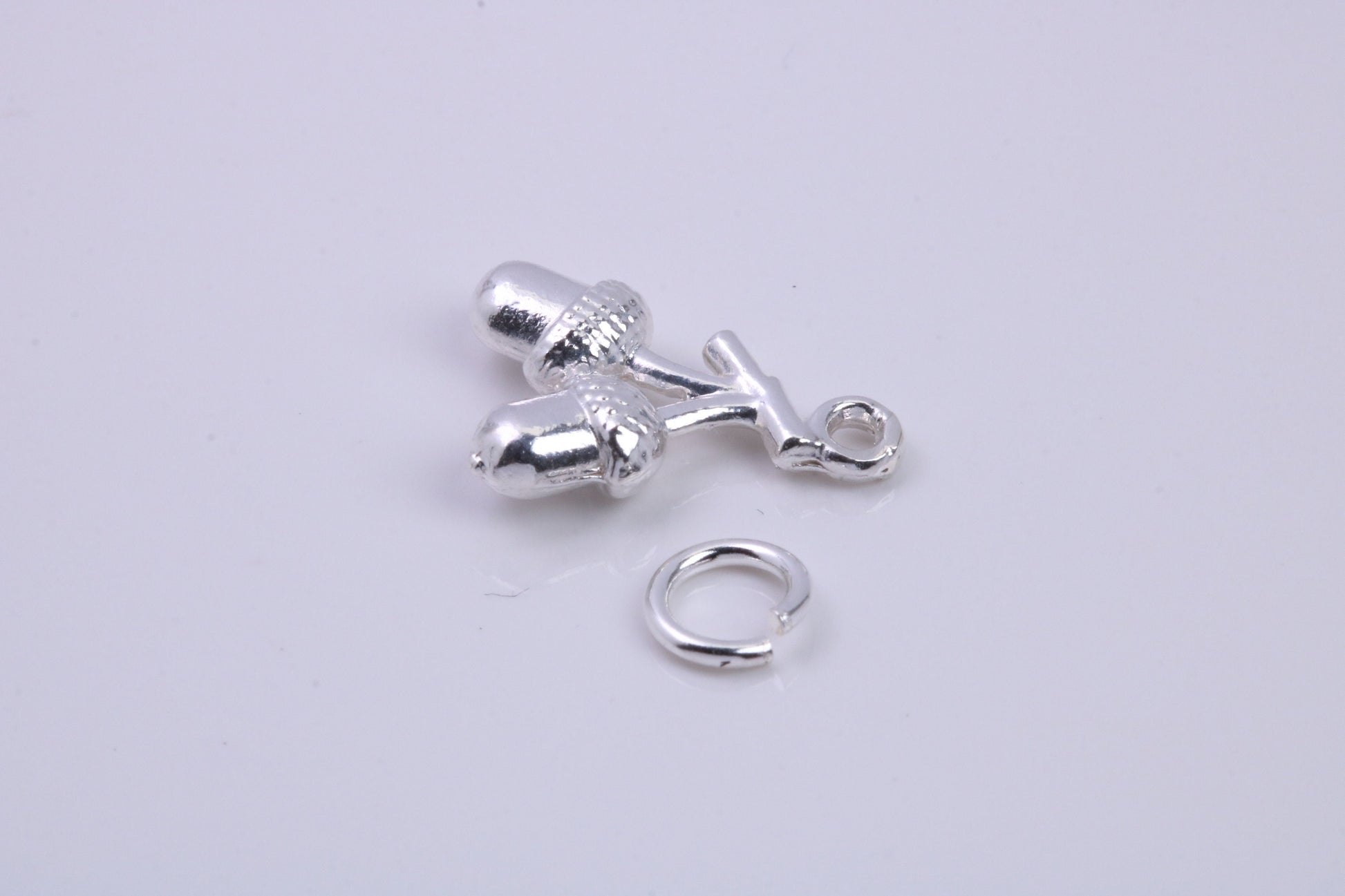 Acorns Charm, Traditional Charm, Made from Solid 925 Grade Sterling Silver, Complete with Attachment Link