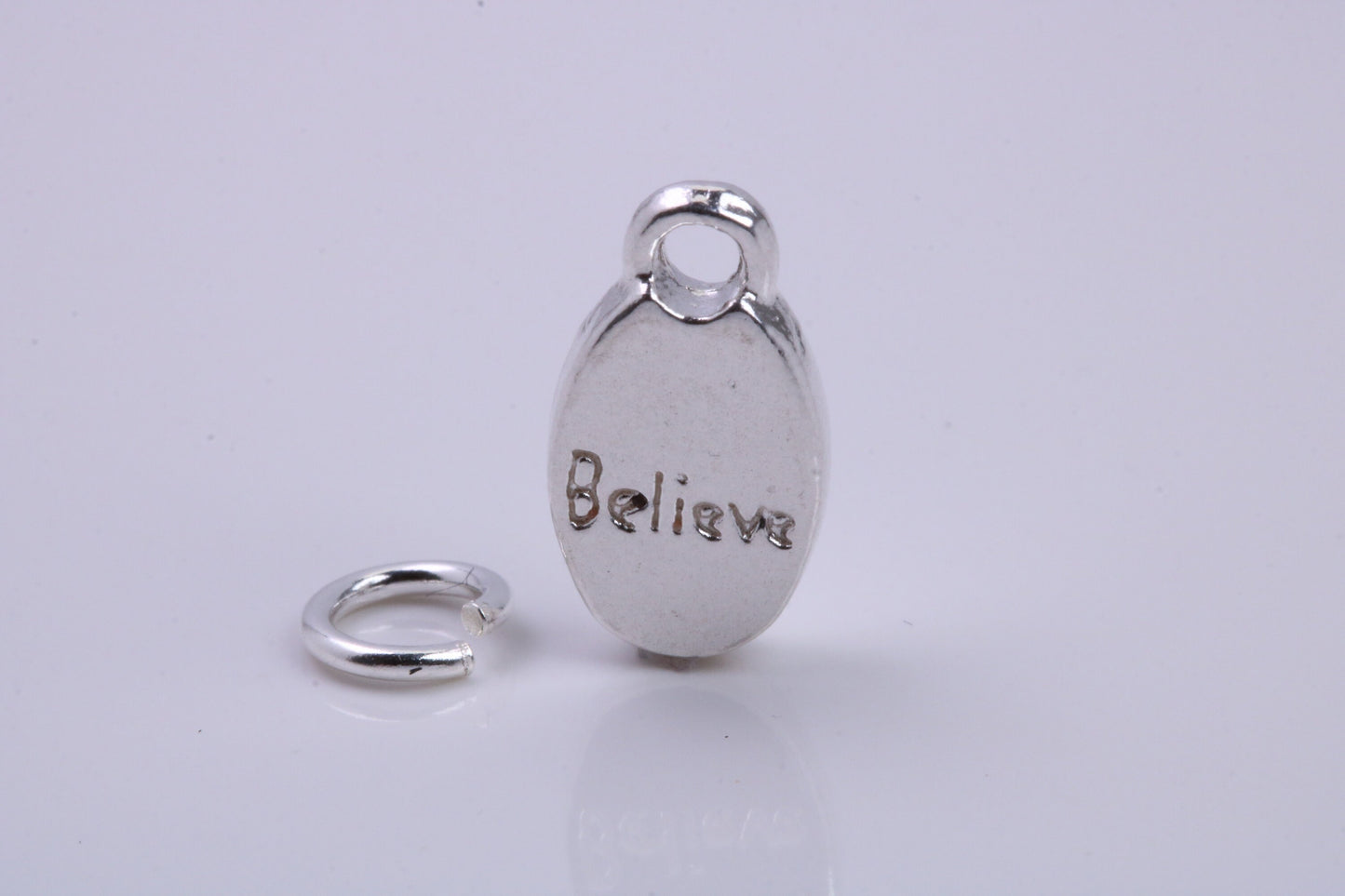 Believe Charm, Traditional Charm, Made from Solid 925 Grade Sterling Silver, Complete with Attachment Link