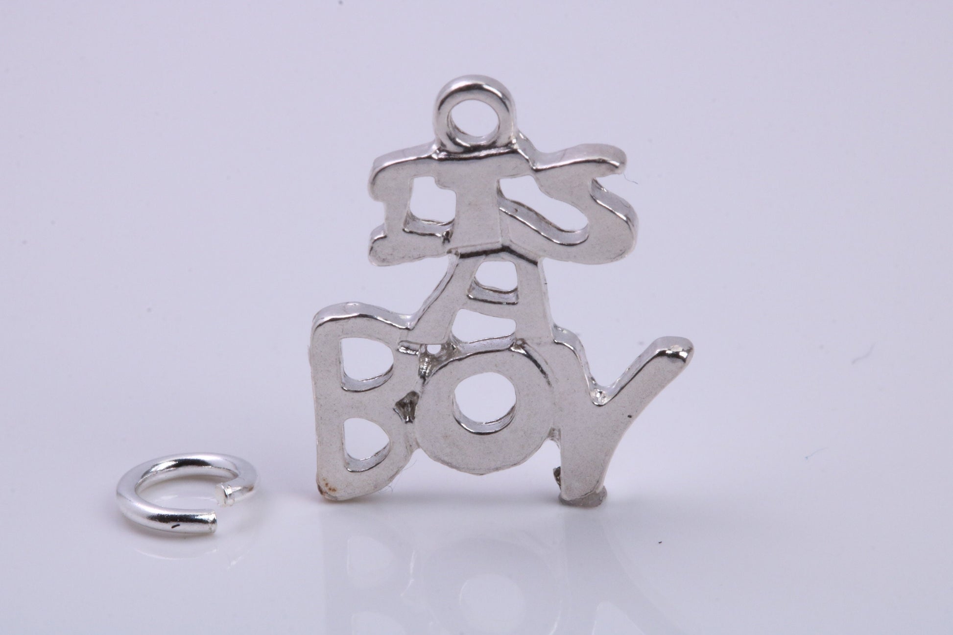 It's A Boy Charm, Traditional Charm, Made from Solid 925 Grade Sterling Silver, Complete with Attachment Link