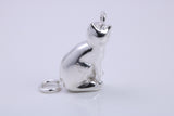 Large Sitting Cat Charm, Traditional Charm, Made from Solid 925 Grade Sterling Silver, Complete with Attachment Link