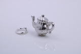 Tea Pot Charm, Traditional Charm, Made from Solid 925 Grade Sterling Silver, Complete with Attachment Link
