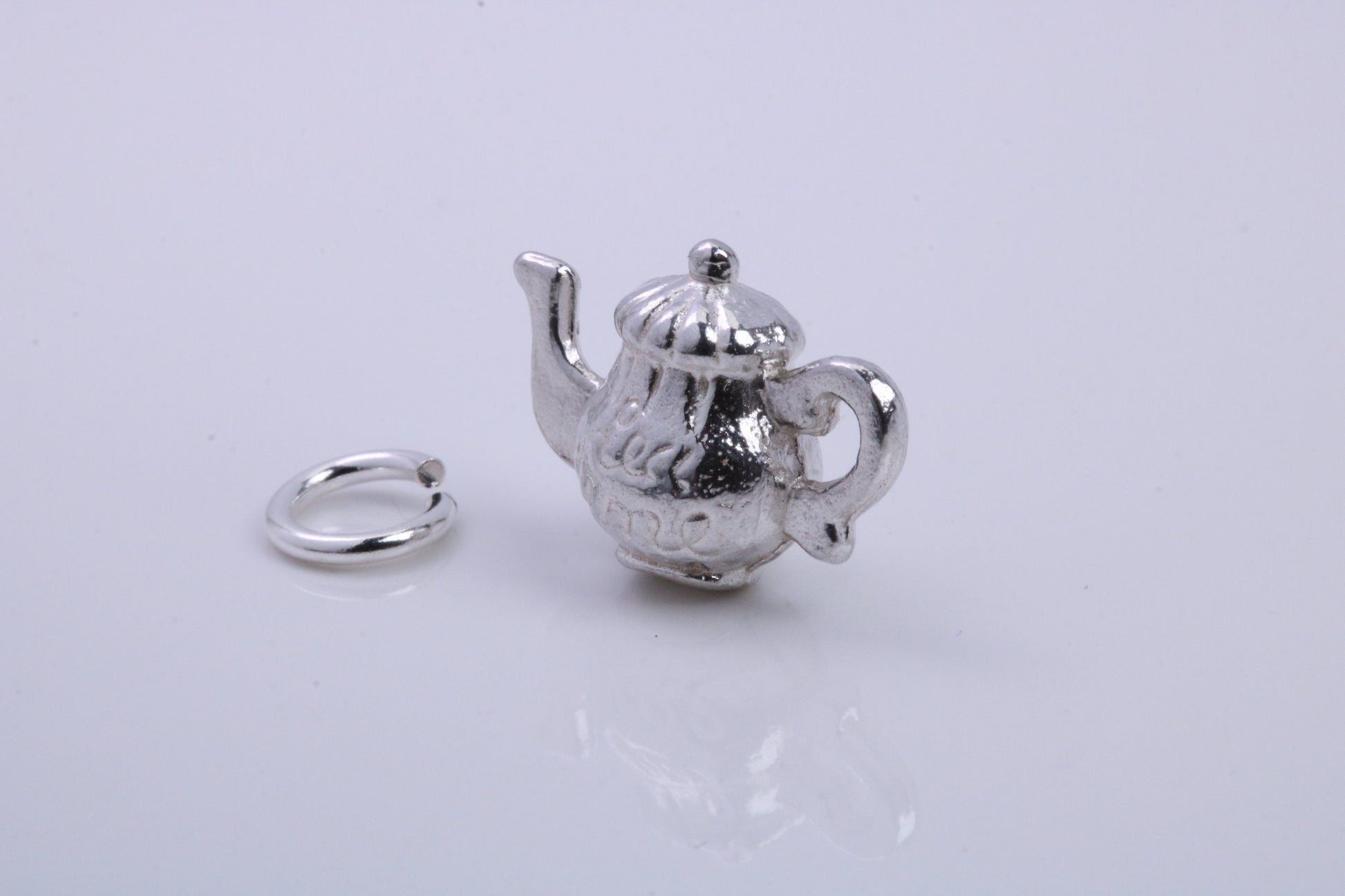 Tea Pot Charm, Traditional Charm, Made from Solid 925 Grade Sterling Silver, Complete with Attachment Link