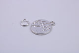 Paw Print Charm, Traditional Charm, Made from Solid 925 Grade Sterling Silver, Complete with Attachment Link