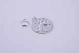Paw Print Charm, Traditional Charm, Made from Solid 925 Grade Sterling Silver, Complete with Attachment Link