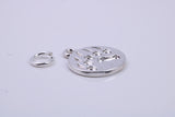 Paw Print Charm, Traditional Charm, Made from Solid 925 Grade Sterling Silver, Complete with Attachment Link