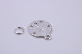 Flower Fossil Charm, Traditional Charm, Made from Solid 925 Grade Sterling Silver, Complete with Attachment Link