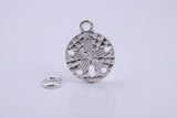 Flower Fossil Charm, Traditional Charm, Made from Solid 925 Grade Sterling Silver, Complete with Attachment Link