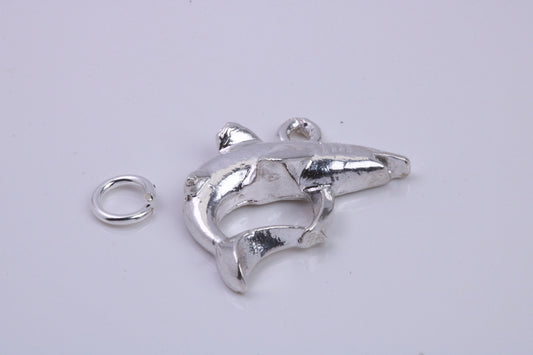 Great White Shark Charm, Traditional Charm, Made from Solid 925 Grade Sterling Silver, Complete with Attachment Link